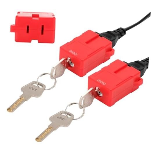 Electrical Cord Plug Lockout Device (Pack) - Key-Retaining Safety Lock for 2