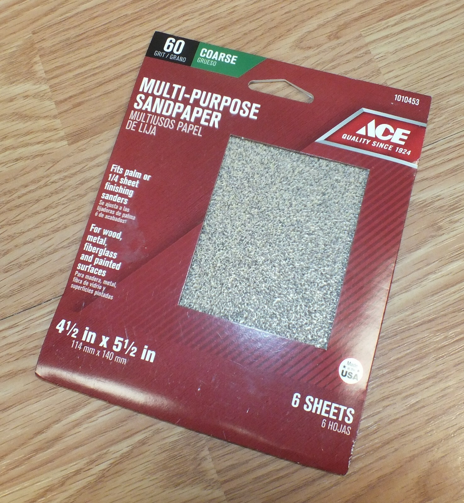 Ace (1010453) 60 Grit Course 4 1/2" x 5 1/2" Multi Purpose Sandpaper **NOS**