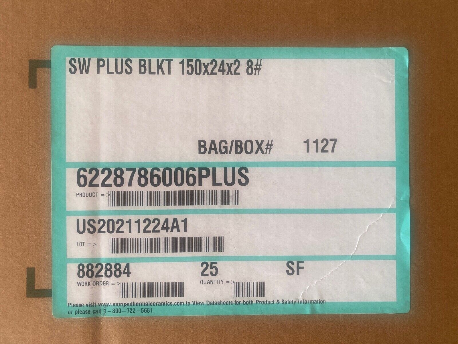 2" SuperWool Plus 12x24" Ceramic Fiber Blanket ALTERNATIVE Thermal Ceramic 2192F