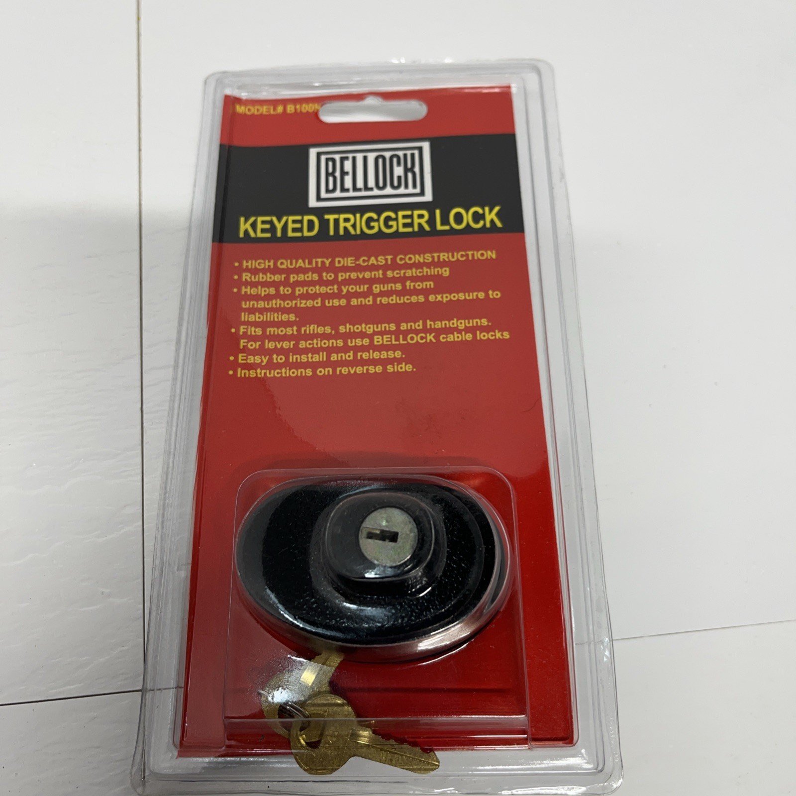 New Bellock Keyed Trigger Lock For Rifles, Shotguns, and Pistols - Model B100KA
