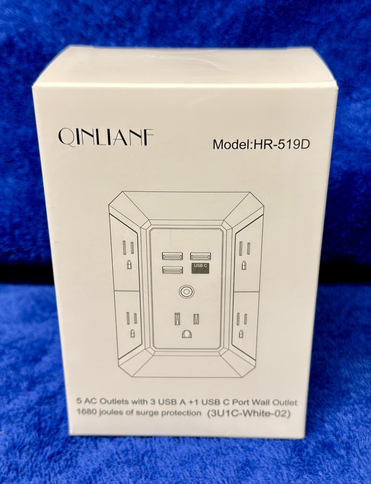 Wall Charger, Surge Protector, QINLIANF 5 Outlet Extender with 4 USB Charging