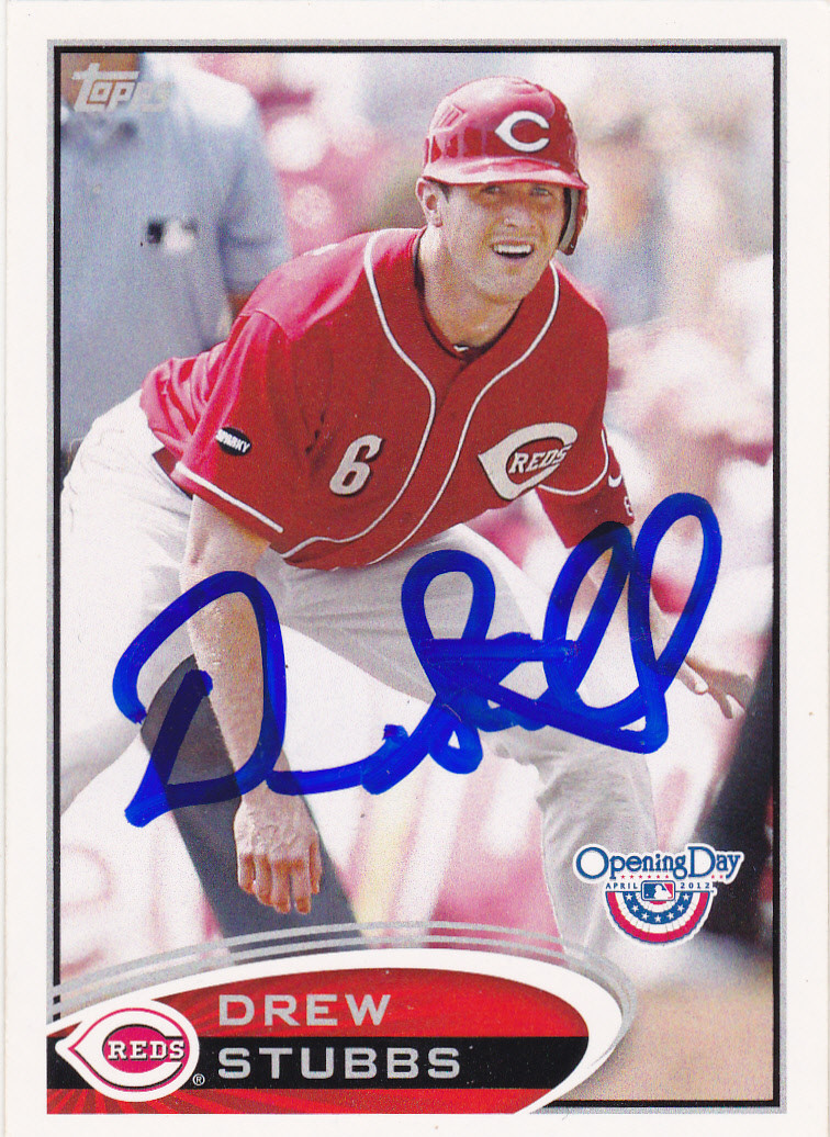 DREW STUBBS CINCINNATI REDS SIGNED CARD BRAVES ROCKIES INDIANS GIANTS RANGERS