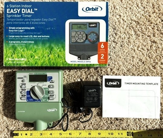 Orbit 28956 Sprinkler Timer 6 Station 2 Program Indoor Easy Dial System READ