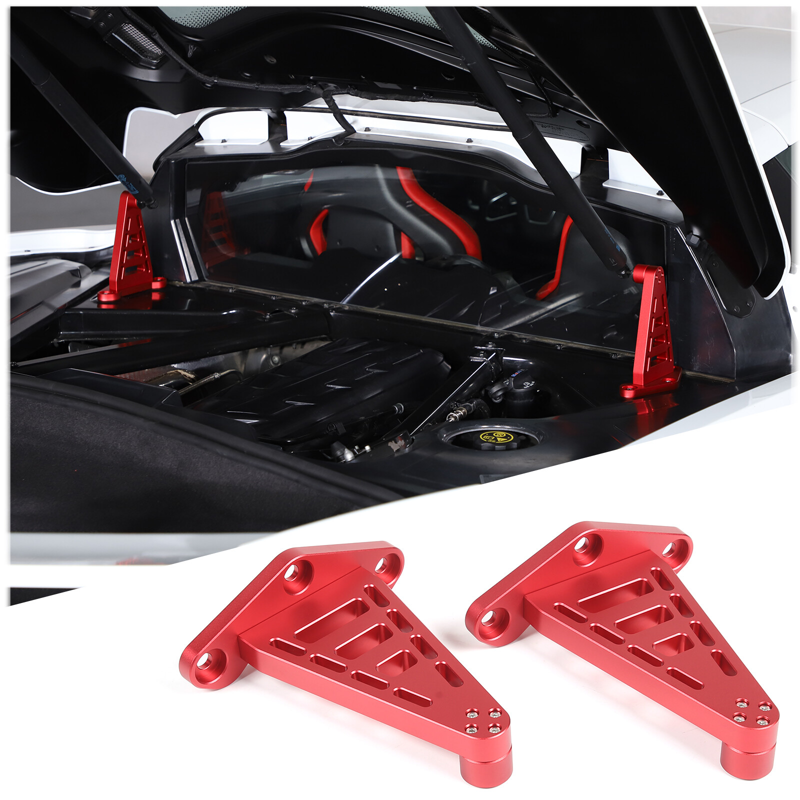 Replacement Red RaceLite Rear Hatch Support Brackets For Corvette C8 2020-26 US