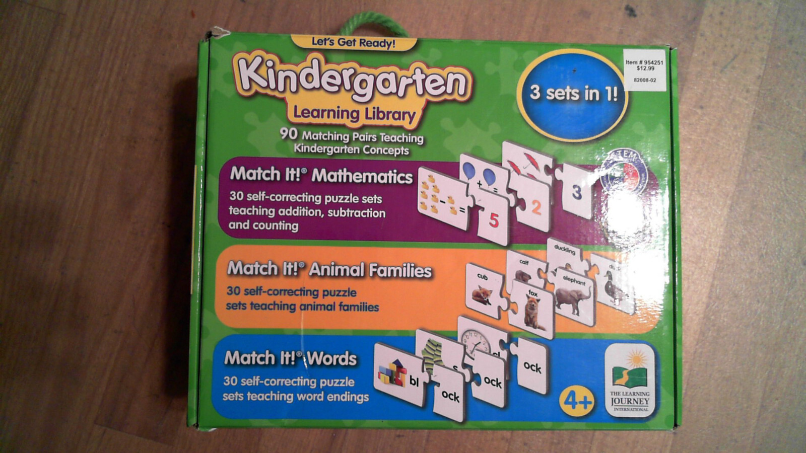 Kindergarten Learning Library 3 sets in 1–Math, Animal, Words, Match It Puzzles