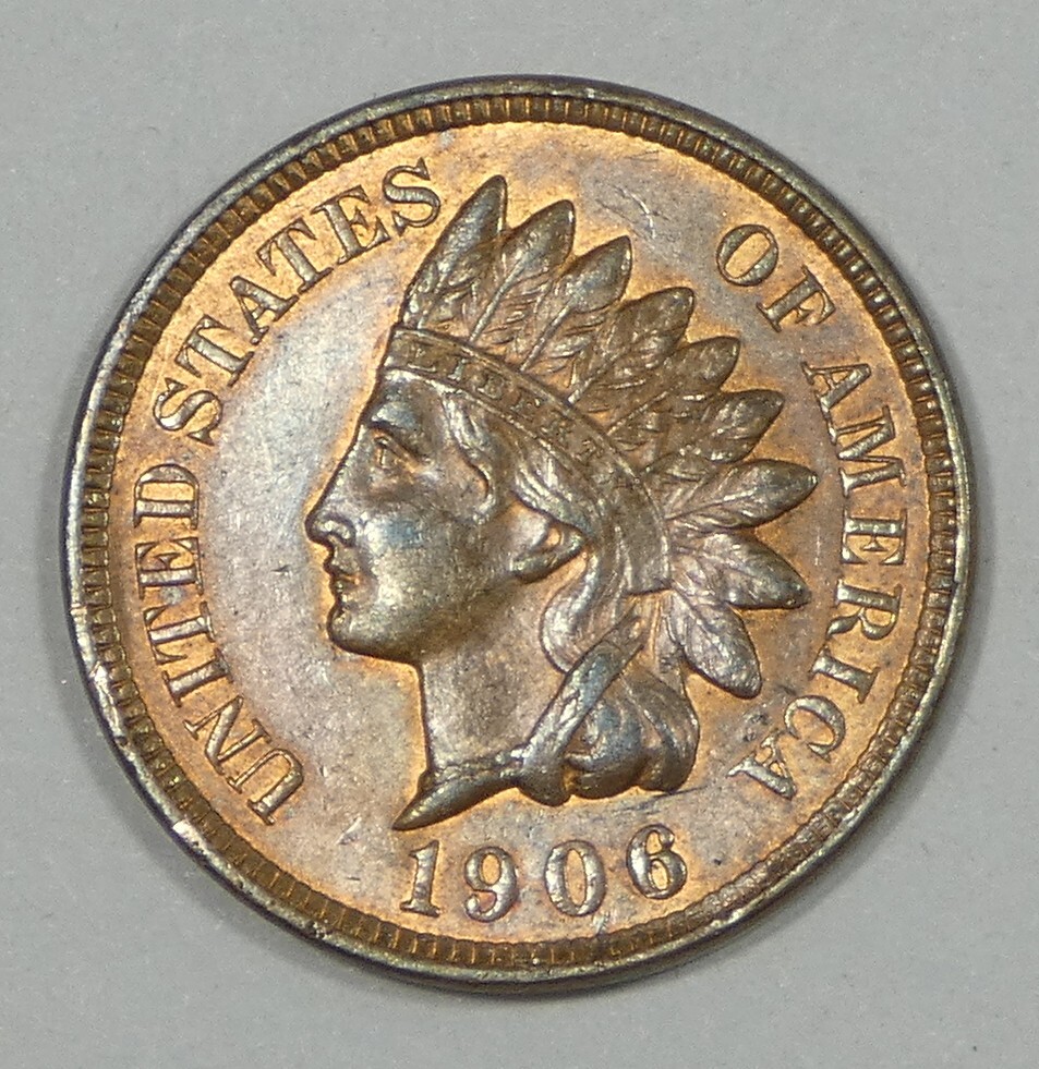 1906  Indian Head/Oak Wreath rev Cent Nice BROWN UNC 1c