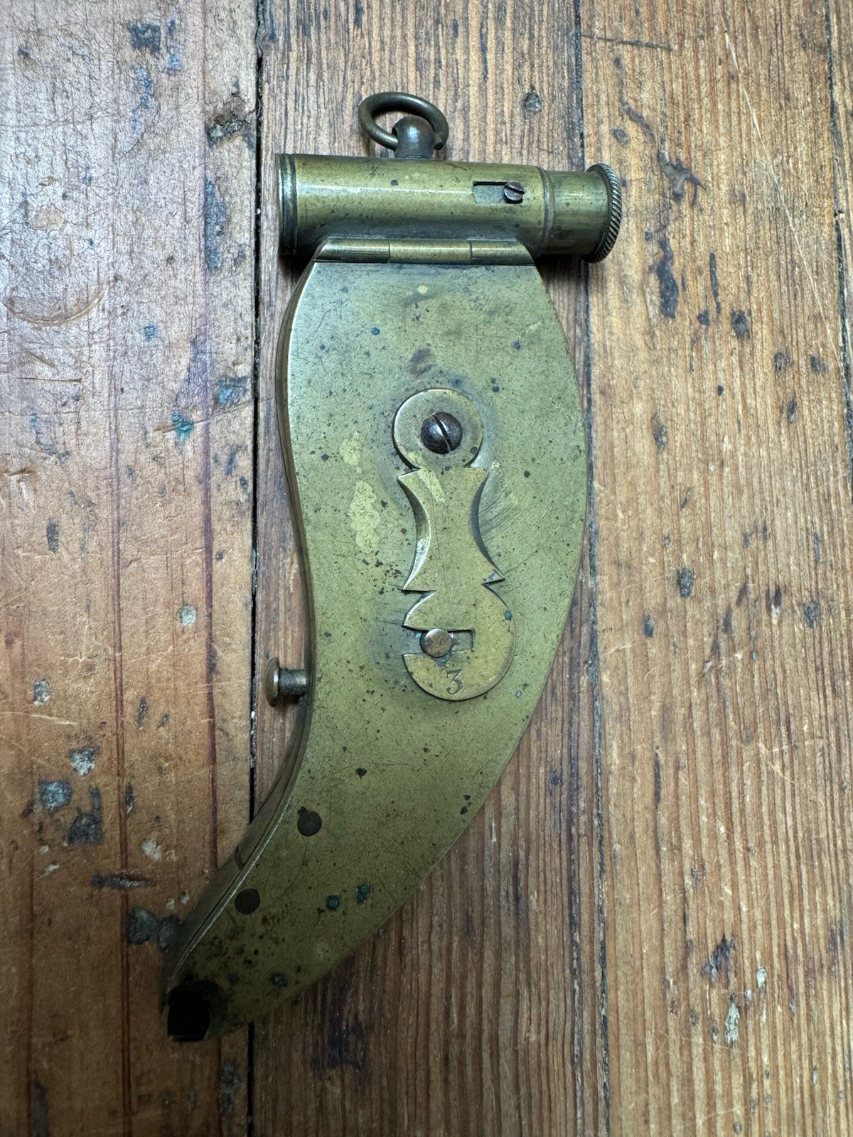 RARE Antique Gravity Fed Percussion Cap Dispenser Capper 3 Brass Nipple Primer