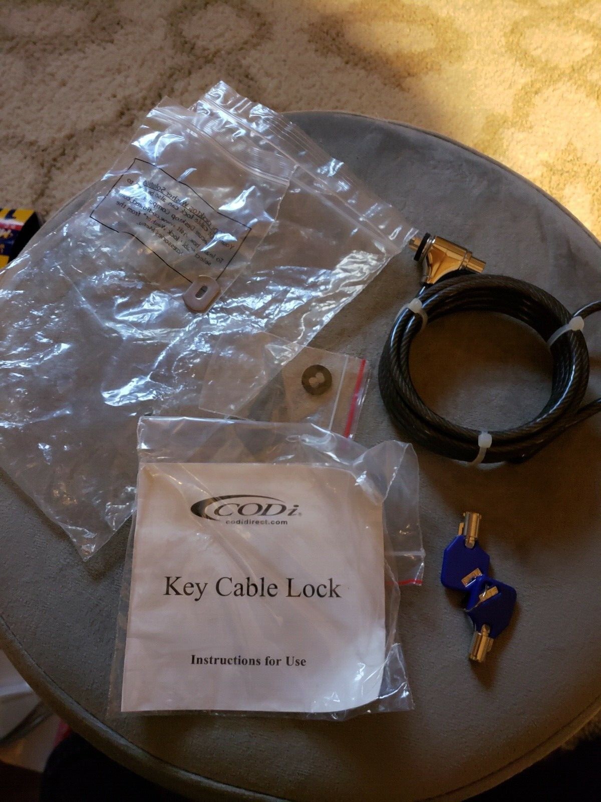 BRAND NEW IN PKG LAPTOP CABLE LOCK BY CODI 6.5'  4MM GALVANIZED STEEL