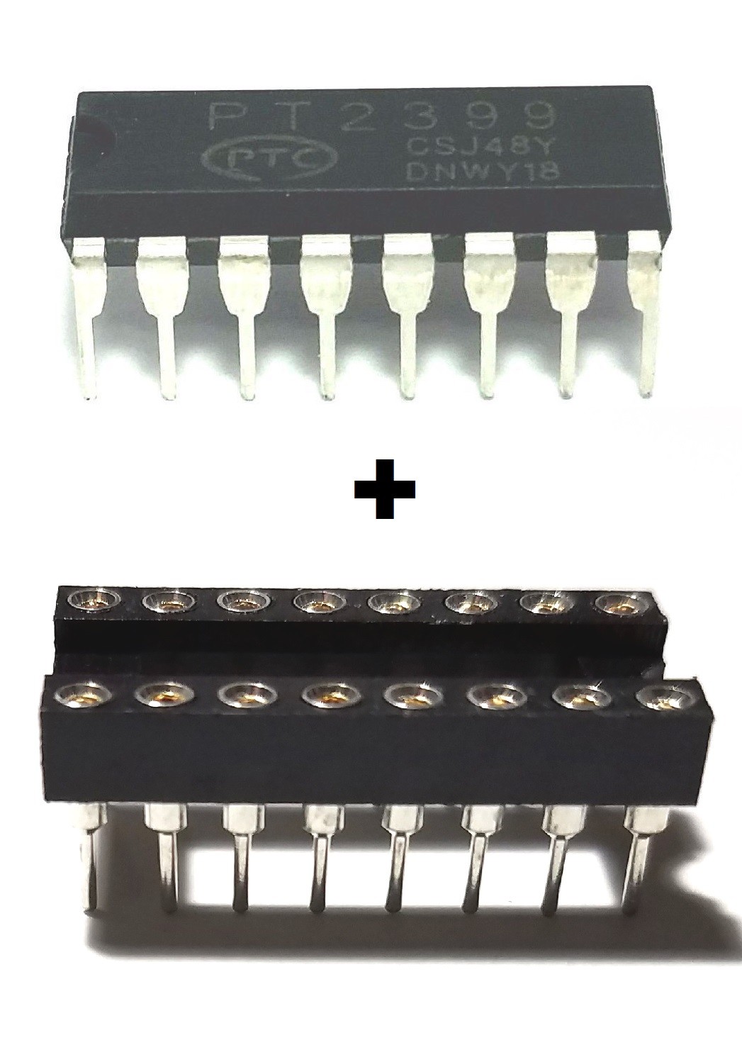 1PCS PTC PT2399 Echo Audio Processor Guitar IC DIP-16 + DIP Socket - New IC
