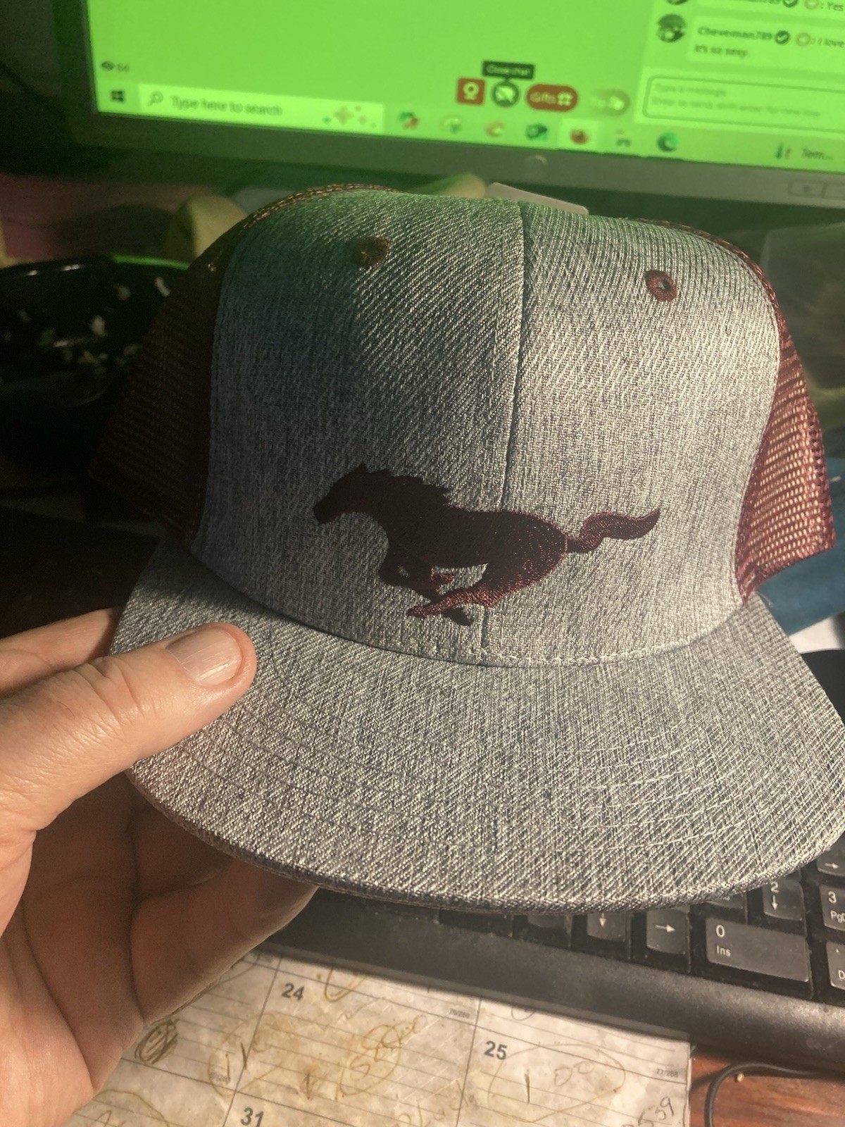 Ford Mustang Hat / Cap - Gray Heather Twill w/ Pony Logo / Emblem - Licensed