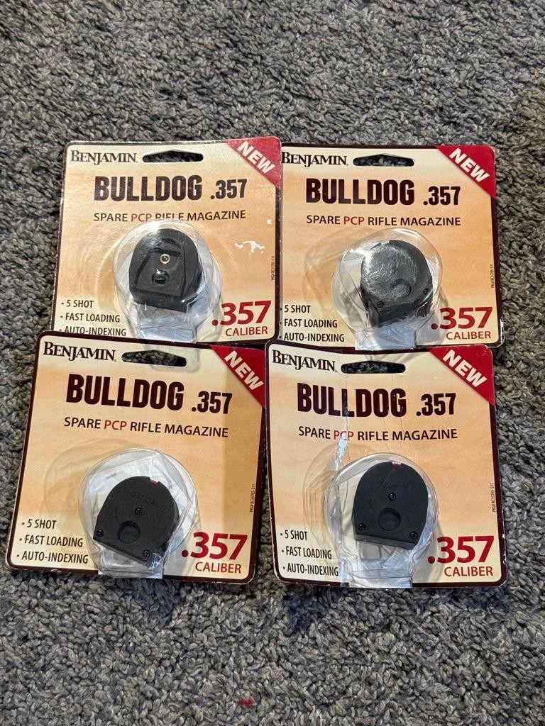 Lot of 4 Benjamin Bulldog .357 Spare PCP Rifle Magazine 5 Shot Capacity Genuine