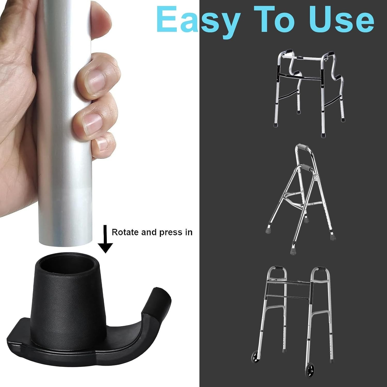 4 Pack Walker Ski Glides - Effortless Movement on All Flooring Types for Seniors