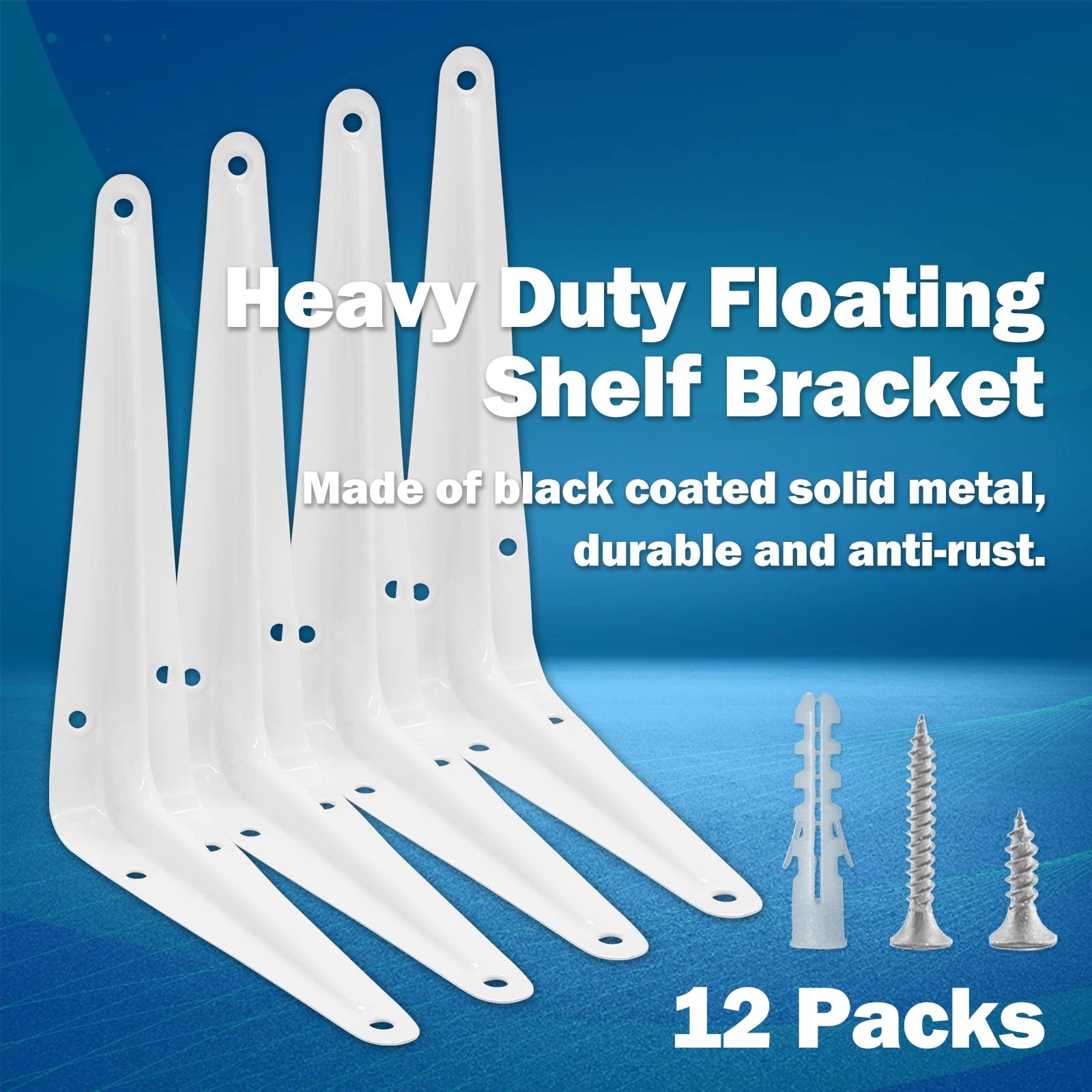 12pcs 6 Inch Shelf Brackets, White L Bracket