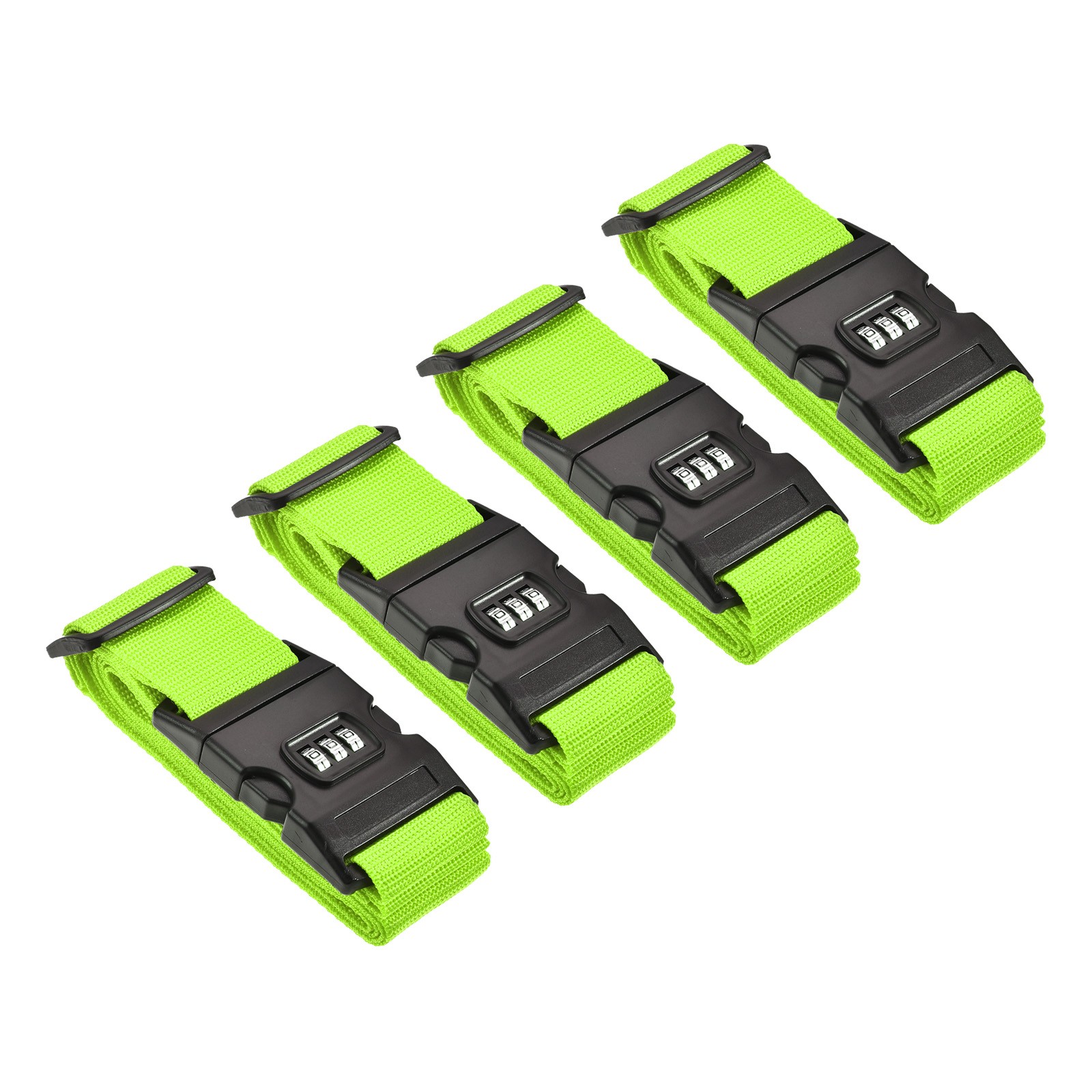 4 x Luggage Straps Suitcase Belts Combination Lock Buckle 79"x2" Light Green