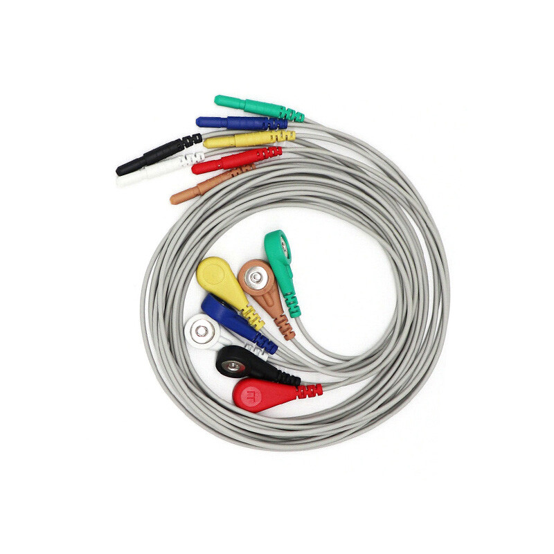 7 Leads ECG Leadwire Snap Holter Recorder ECG Patient Cable TPU 0.9m DIN1.5mm