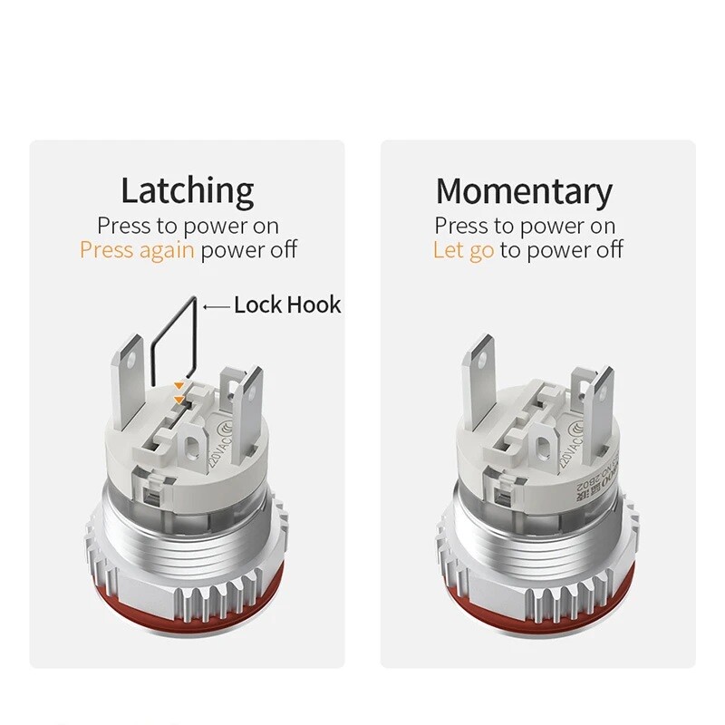 16mm High Current 16A High-Power Metal Push Button Switch 12V 24V 220V LED Light