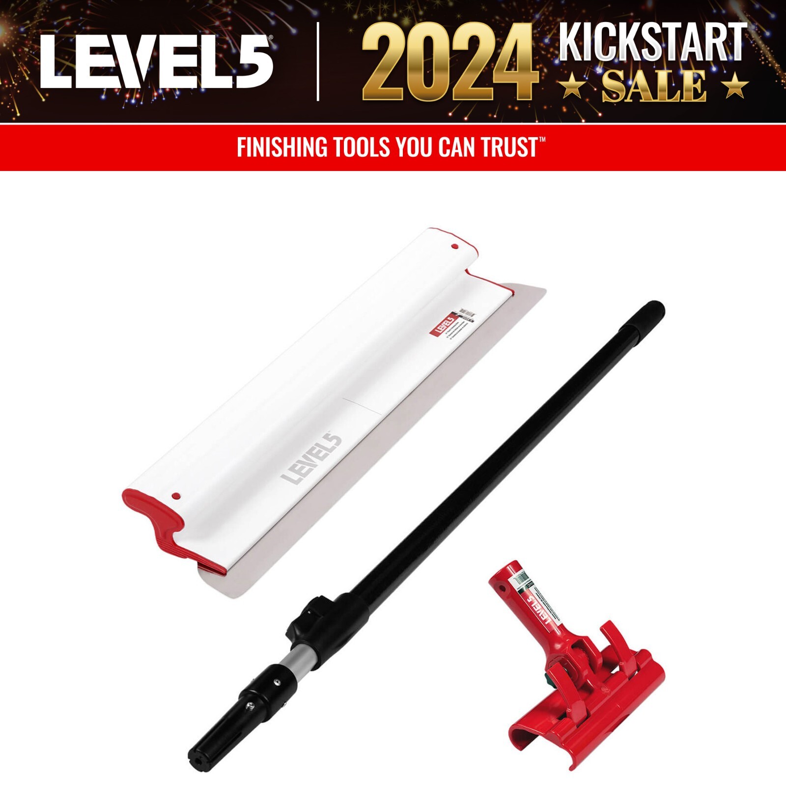 LEVEL5 24" Composite Skimming Blade w/ 48"-87" Ext. Handle + Adapter | 5-431C