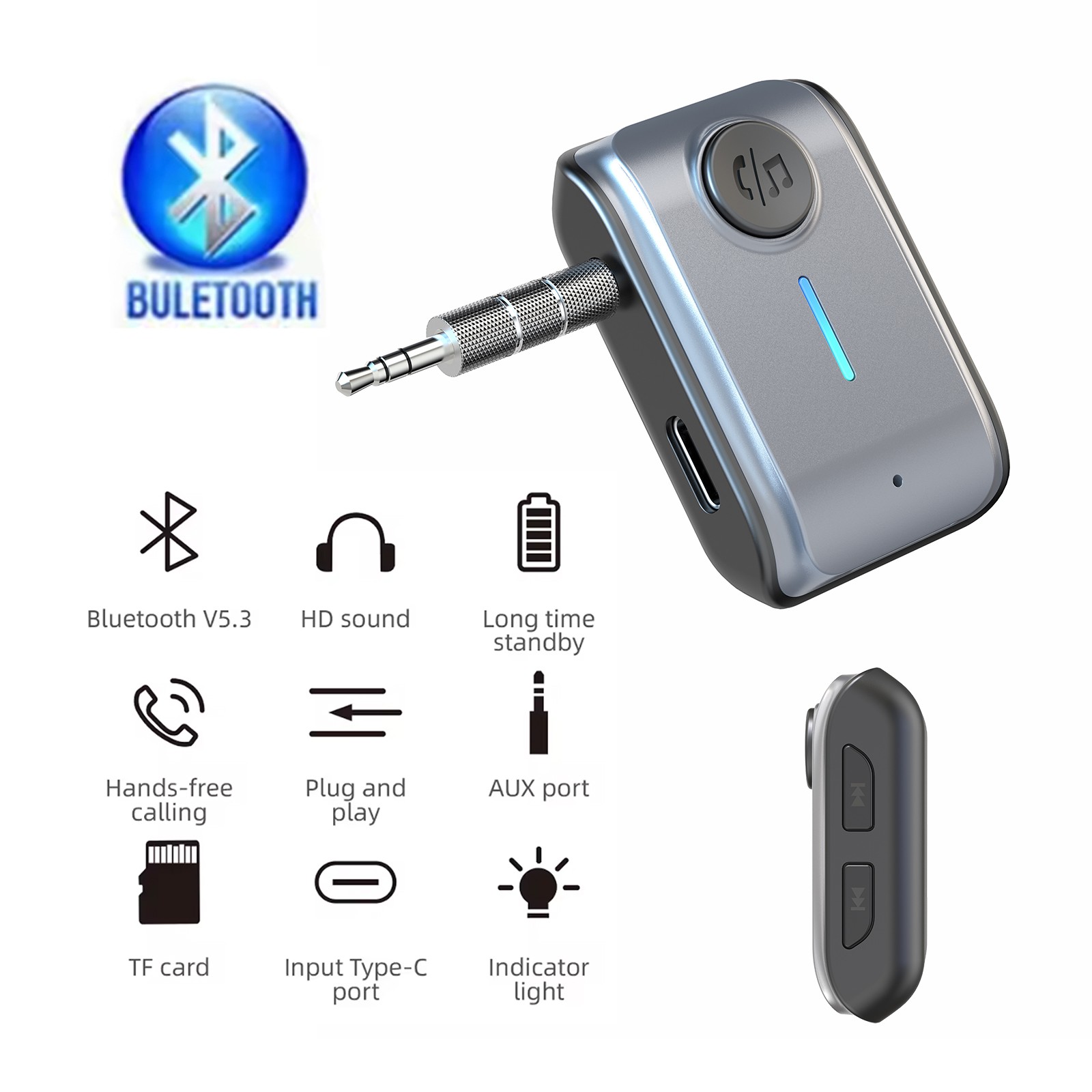 Home Stereo Bluetooth 5.3 Receiver w/TF Card Play 3.5mm AUX Adapter for Car lot