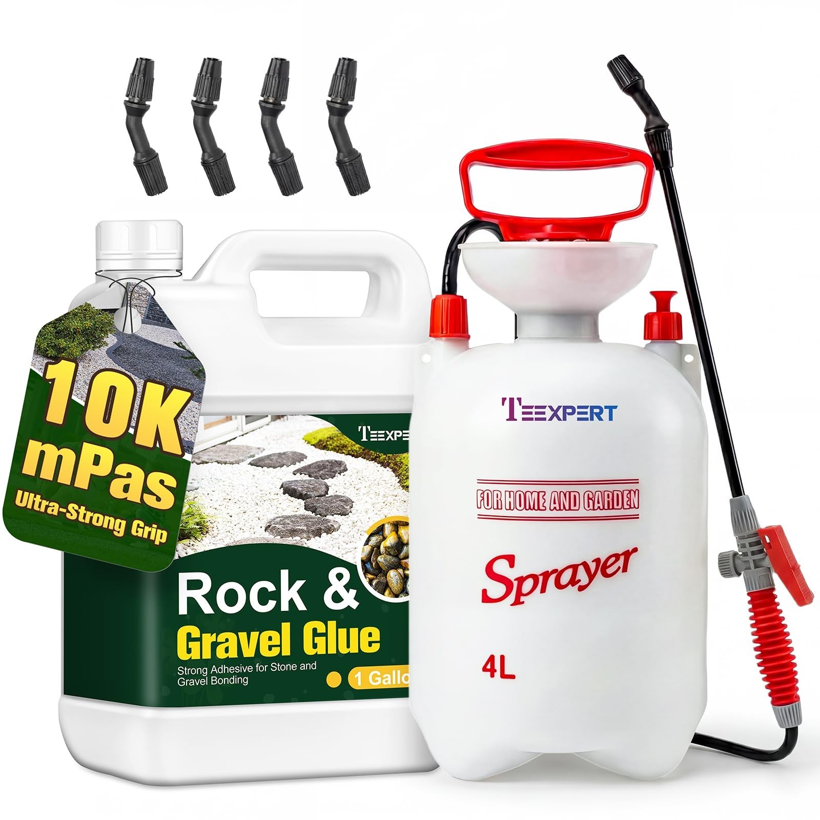 Teexpert Rock Glue for Landscaping with Sprayer – 1 Gallon, 10000 mPa·