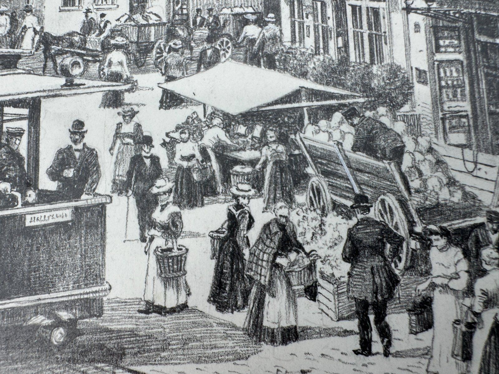* HEINZ WEHLISCH DRAWING SCHLESWIG CORNMARKT VIEW SIGNED