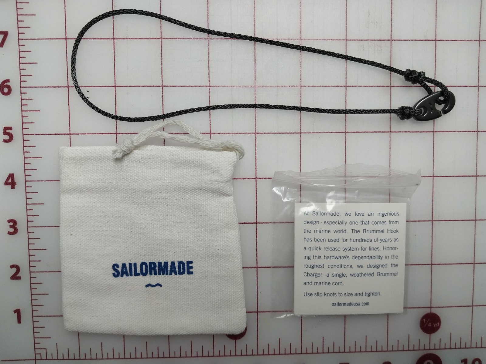 Nautical Brummel Hook -style Marine Cord Necklace, Sailormade, Unisex "Charger"
