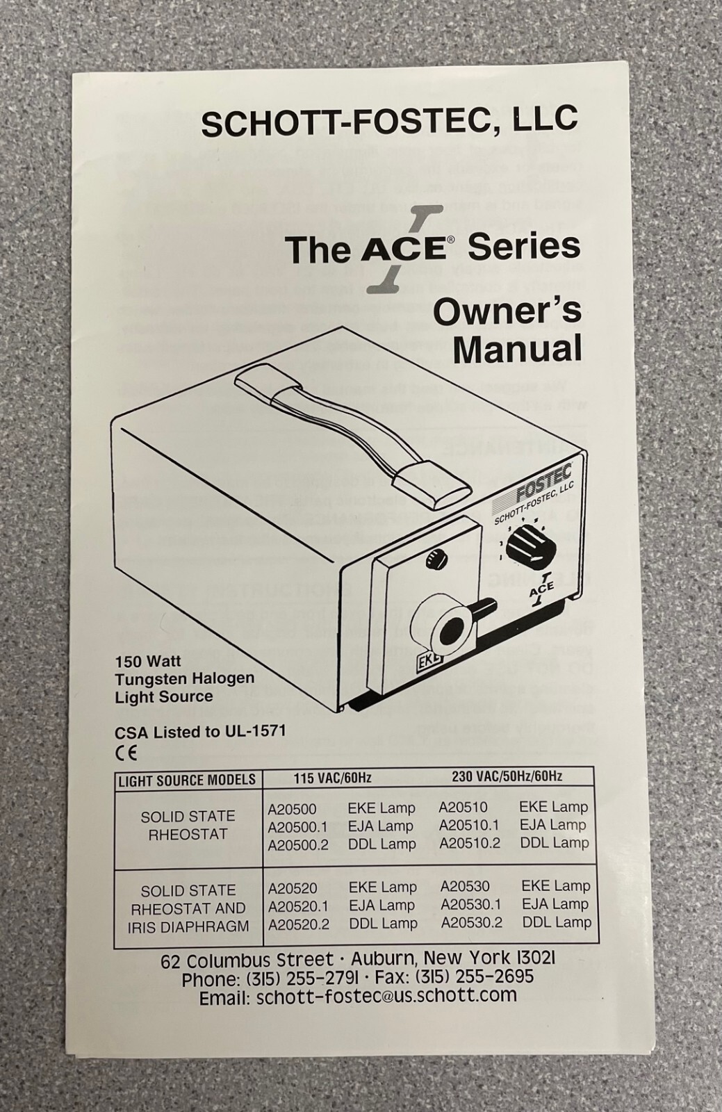 Schott A20500 Ace I Eke Fiber Optic Light Source Illuminator