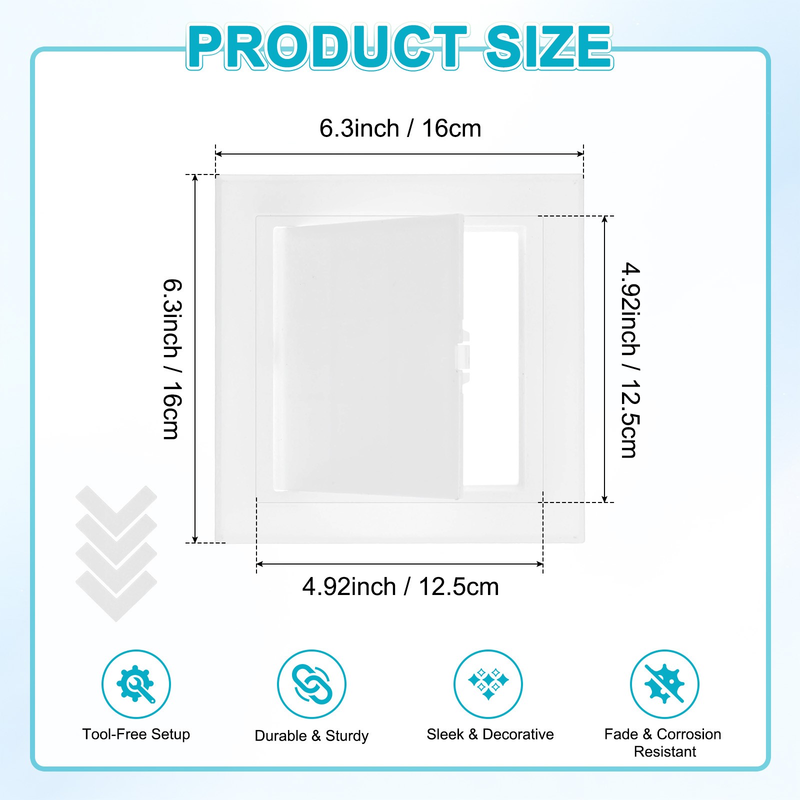 1-Pack Access Panel for Drywall, 4.9x5" Plastic Self Adhesive Cover [White]