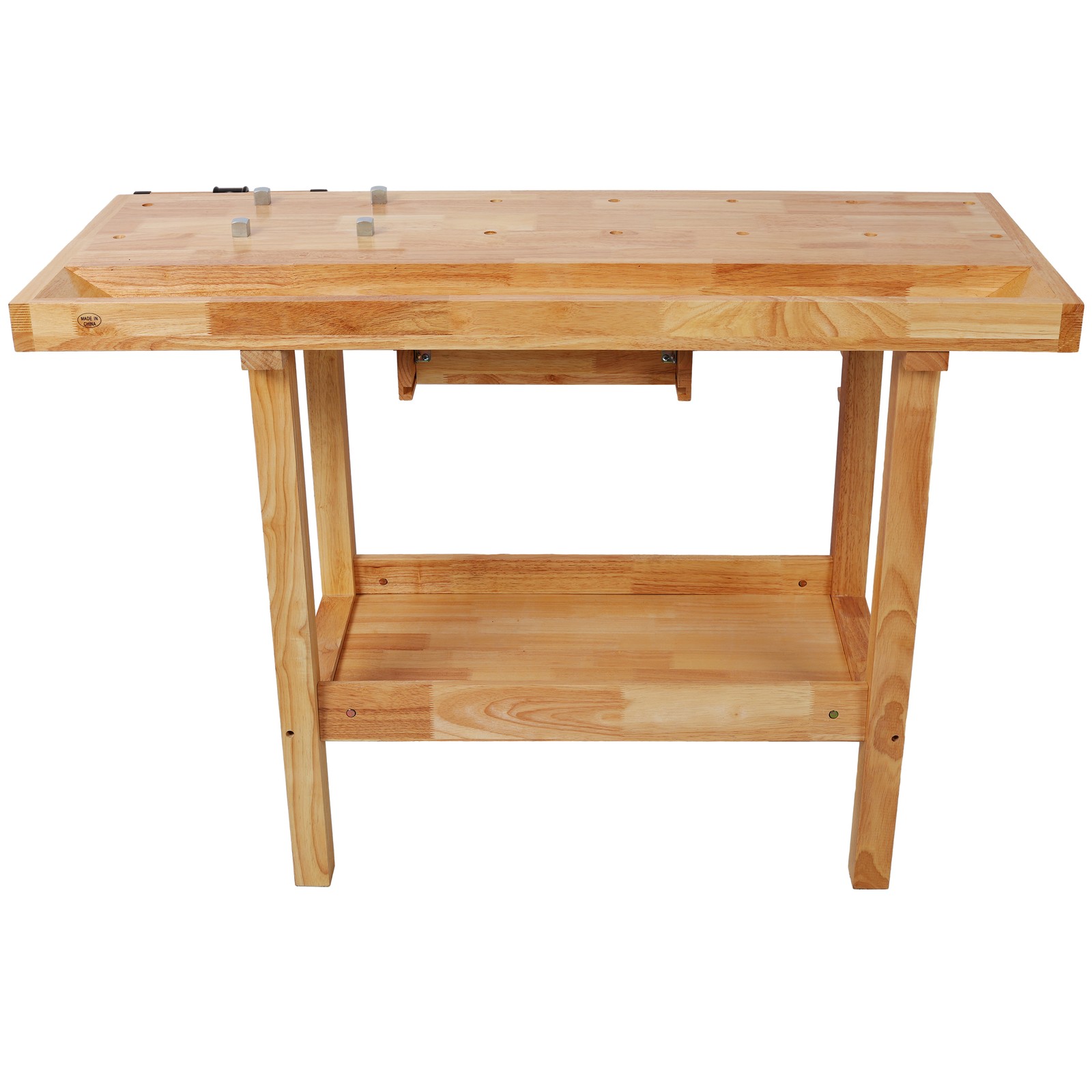 48"Solid Rubberwood Workbench 330lb Heavy Duty Woodworking Table w/Vise & Drawer