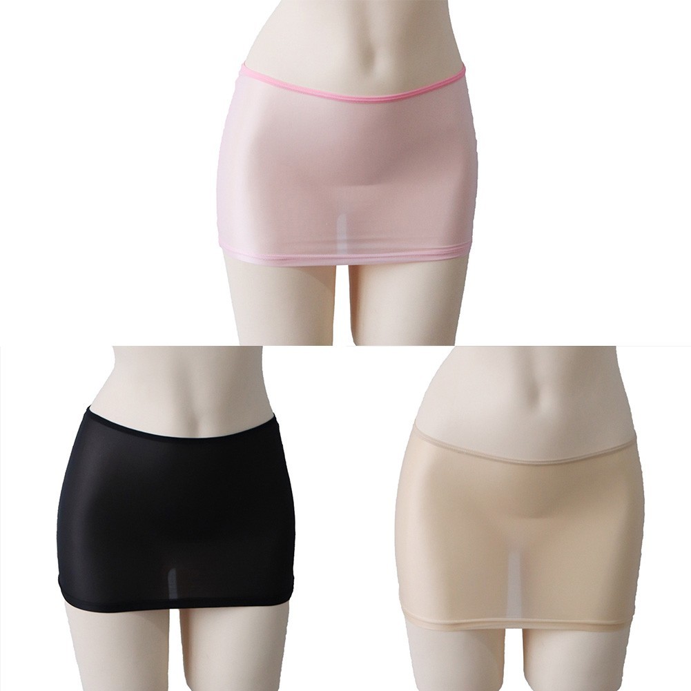 Women Oil Shiny Miniskirt Sheer Nightwear for Daily Wear and Special Occasions