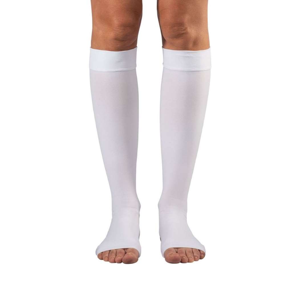 Dr. Comfort Knee-High, Open Toe, 18mmHg (Size: M) White