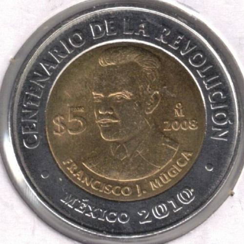 2008 Mexico Brilliant Uncirculated Commemorative Francisco J Mugica 5 Pesos Coin
