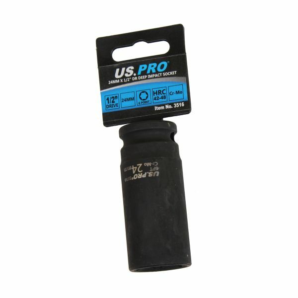 US PRO 24mm 1/2 Drive Impact Socket 6 Point Deep Metric 78MM Long Tool 3516