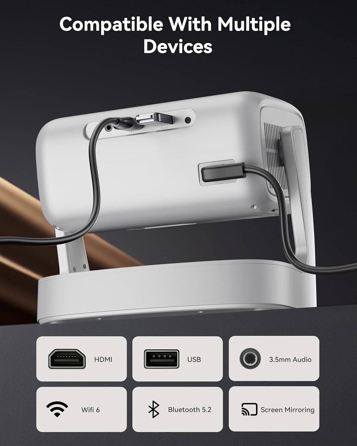 Smart Projector with WiFi and Bluetooth, Outdoor Projectors Bundle