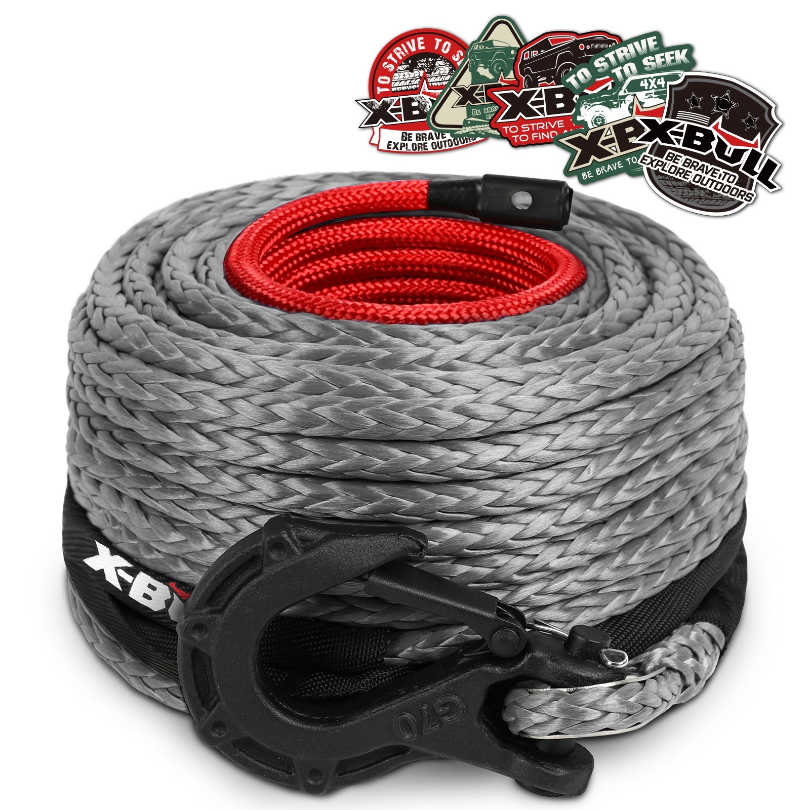 X-BULL Winch Rope 32000LBS 3/8" x 85ft Synthetic Recovery Rope Truck 4 Colors