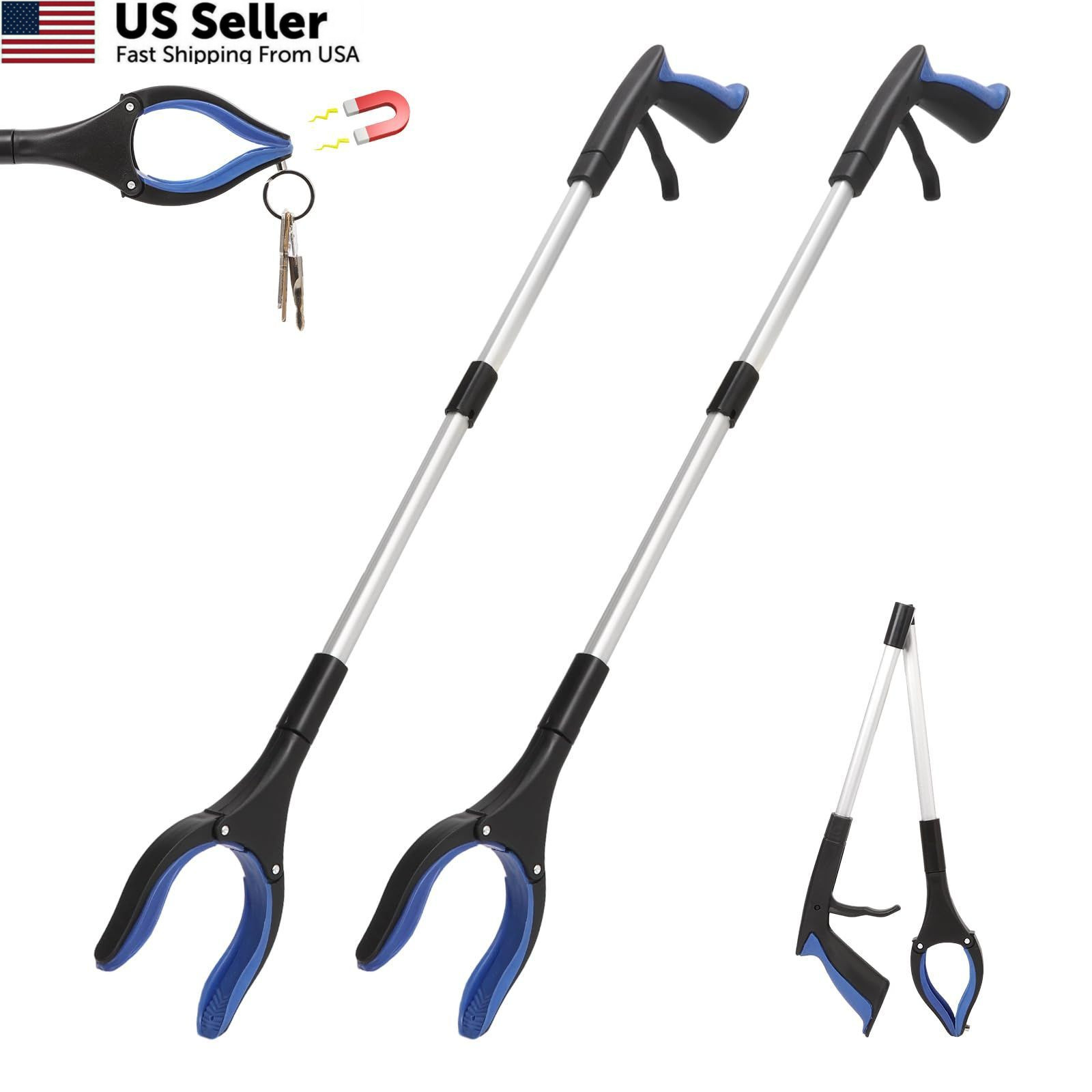 31 Inch Grabber Reacher Tool 2 Pack Folding Pickup Gripper Rotating Head Magnet