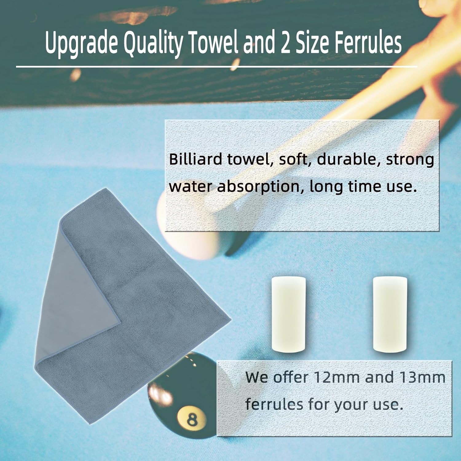 38PCS Pool Cue Tips Replacement Kit, 13mm Pool Stick Tips Replacement Kit Bil...