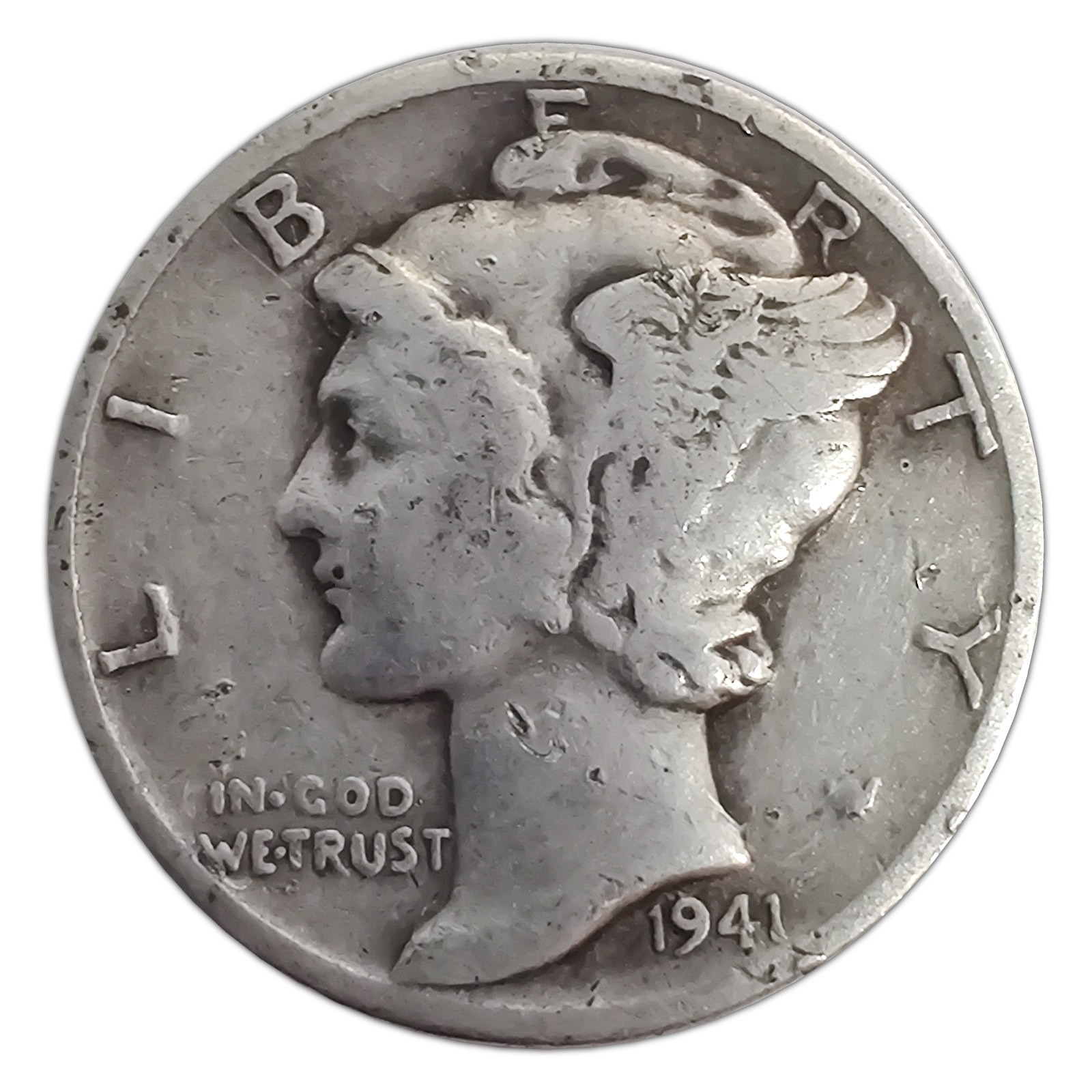 1941-D Mercury Dime VG Very Good 90% Silver