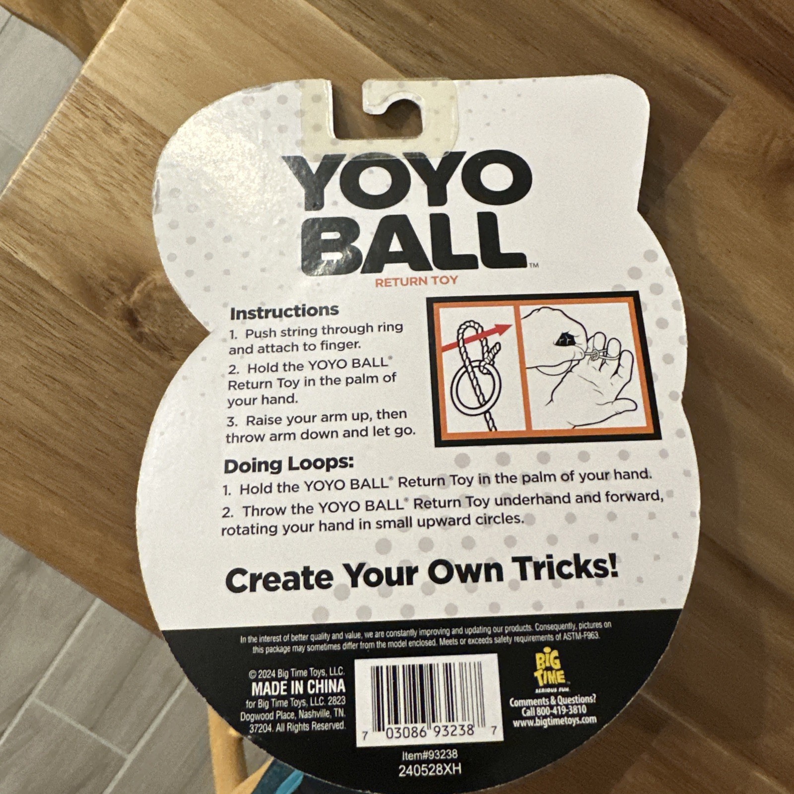 Big Time Toys "YOYO Ball" Never Needs Rewinding Multicolor Fast Shipping