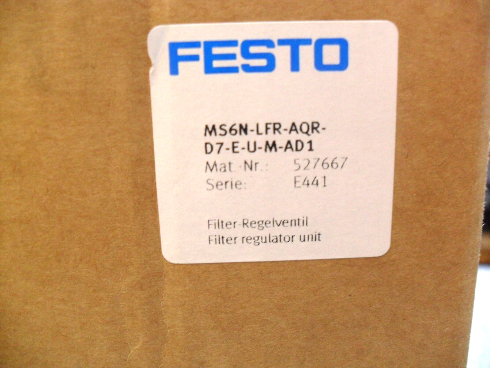 FESTO MS6N-LFR-AQR-D7-E-U-M-AD1 Filter Regulator Unit 527667 NIB