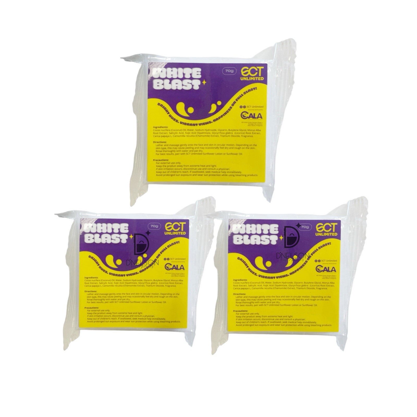 3 Bars SCT Unlimited White Blast Soap, 70g Each