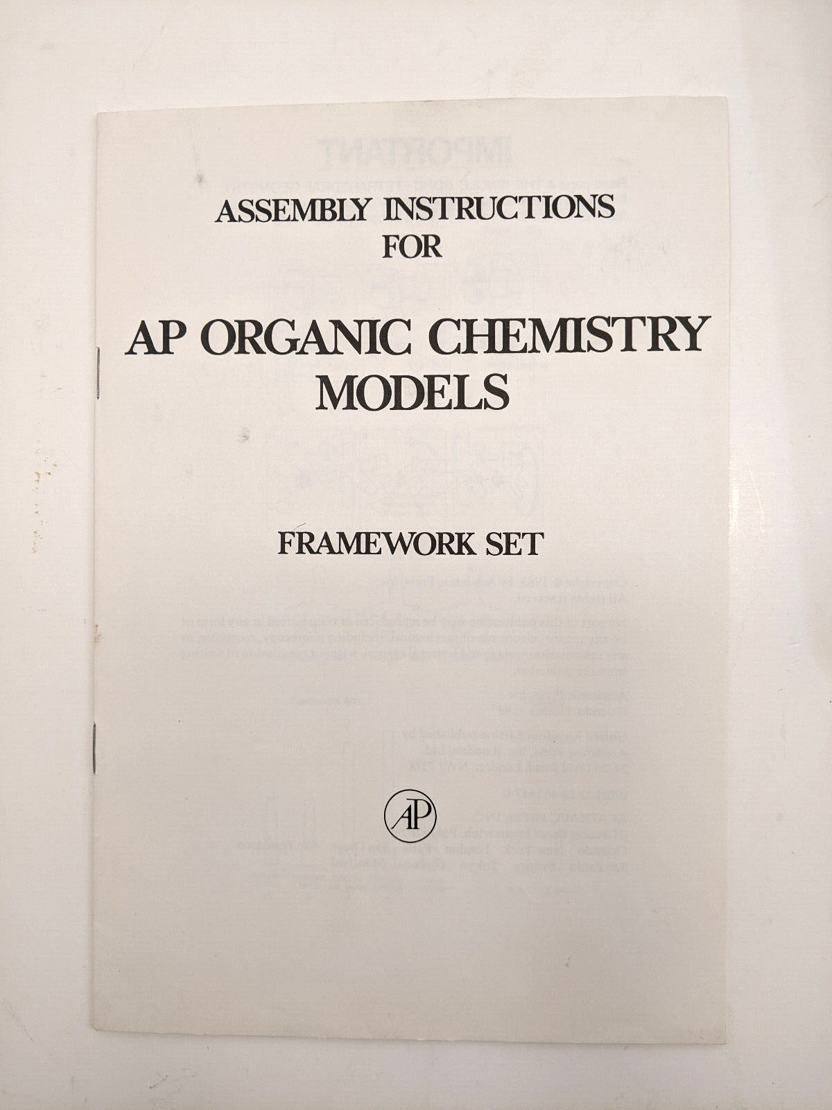 Academic Press AP Organic Chemistry Models Framework Set Vintage 1986 BOXED