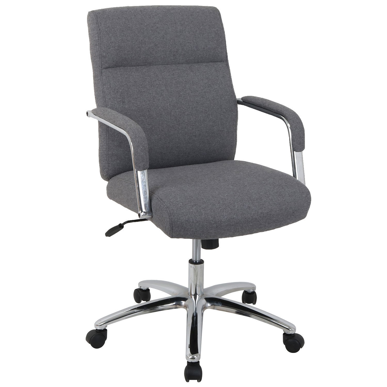 High Back Fabric Task Chair Charcoal Gray Fixed Arms High Back