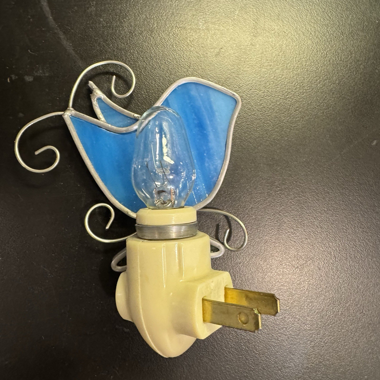 VINTAGE STAINED GLASS NIGHT LIGHT Blue Bird