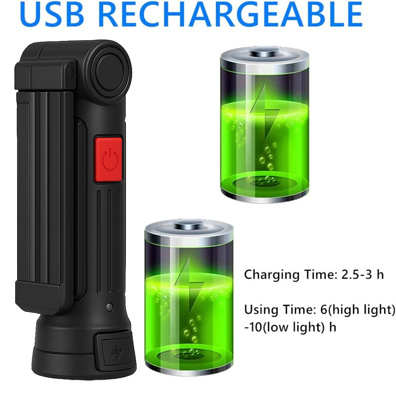 Rechargeable LED COB Work Light Mechanic Flashlight Lamp Magnetic Base Bright