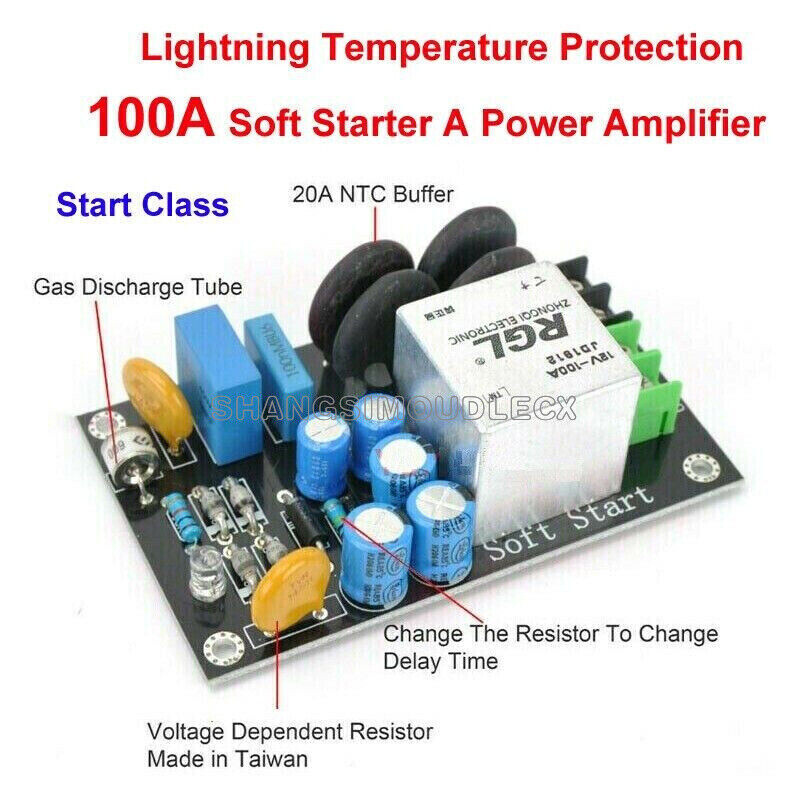 100A 220V Class A Power Amplifier Soft Start Delay Temperature Protection Board