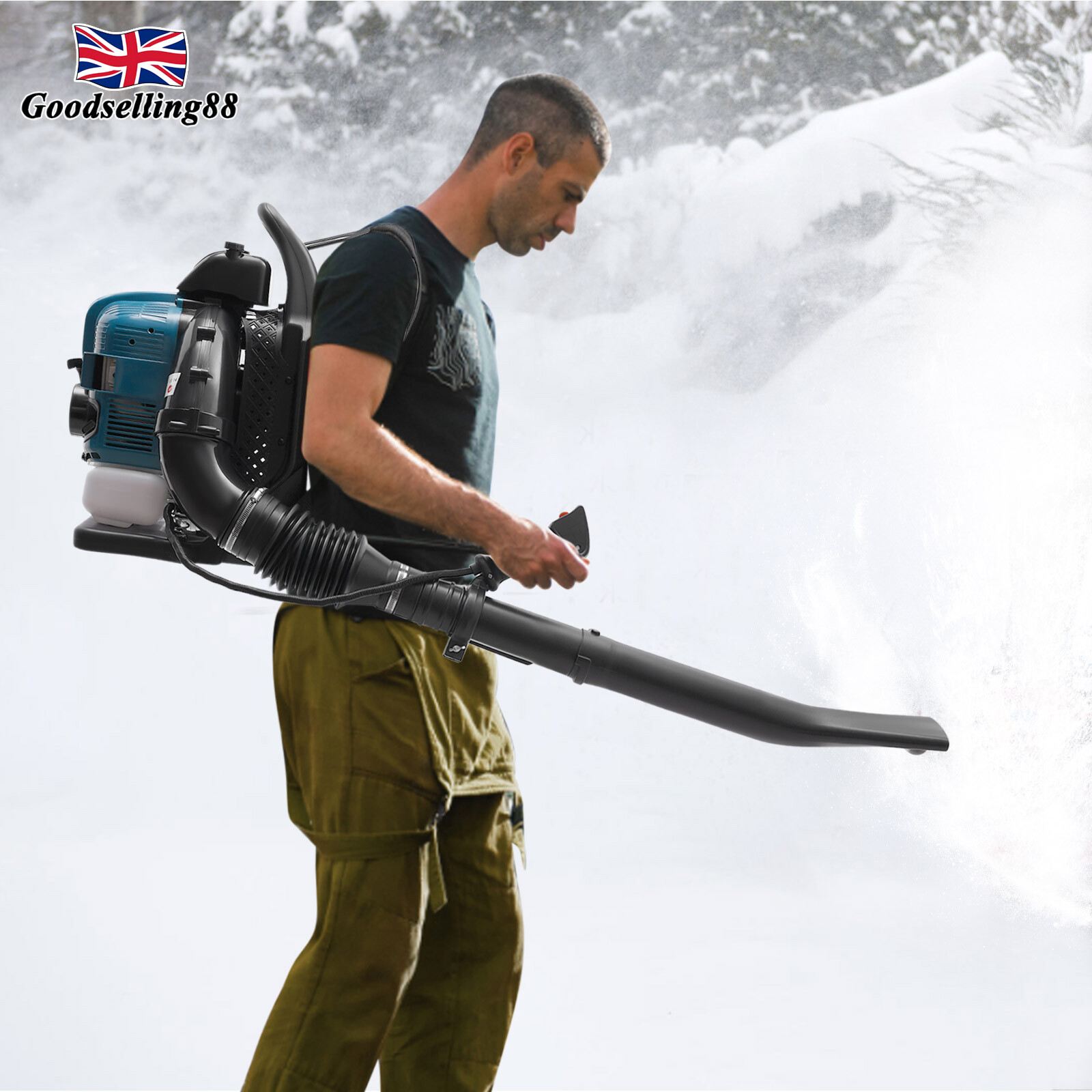 75.6CC 4-stroke Engine Gasoline Backpack Leaf Blower Gas Snow Lawn Blower,2.6KW