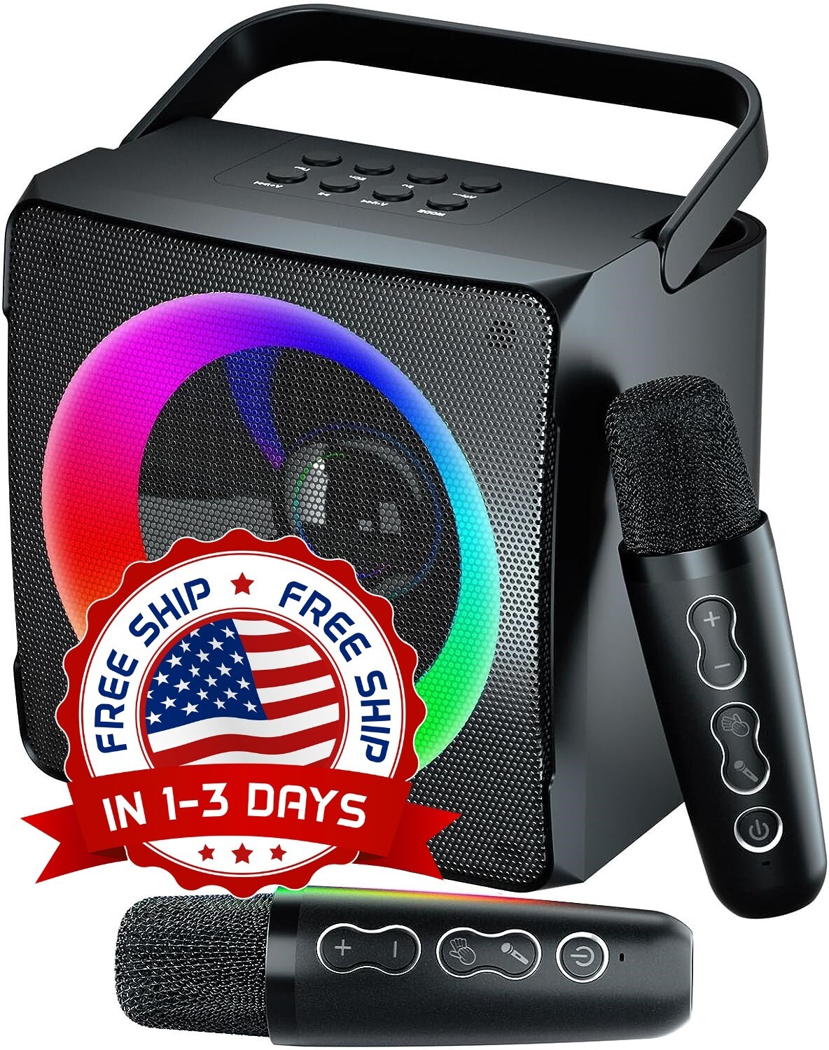 Altavoz portátil Bluetooth Karaoke para adultos y niños con 2 micrófonos US NEW