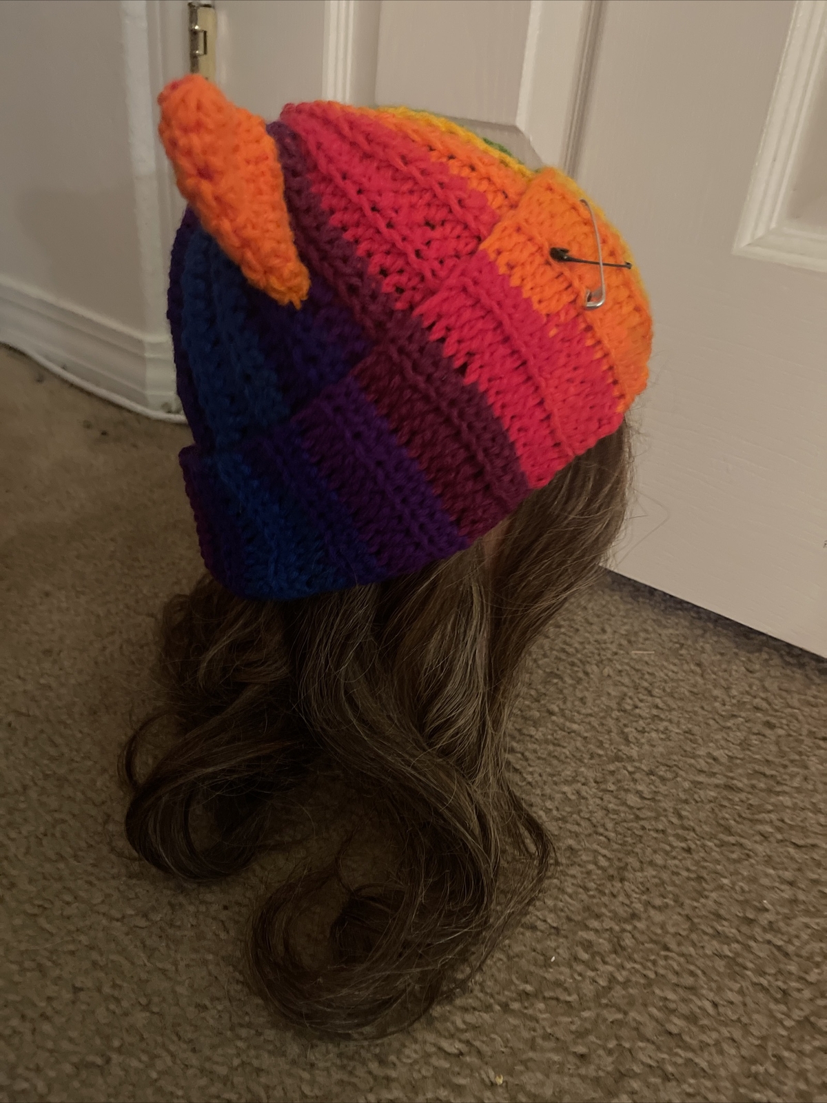 Kitty hat beanie handmade crochet adult size