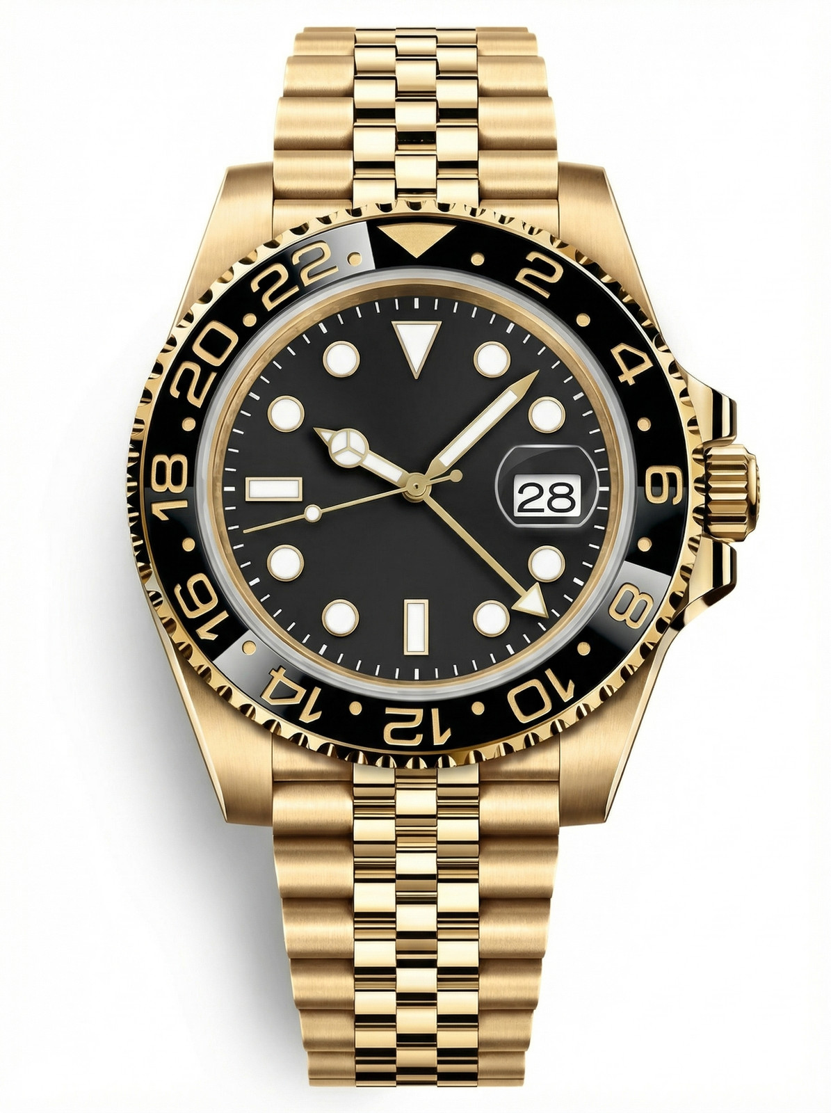 GMT Mod – Full Gold · Black Bezel – 40mm – Automatic GMT