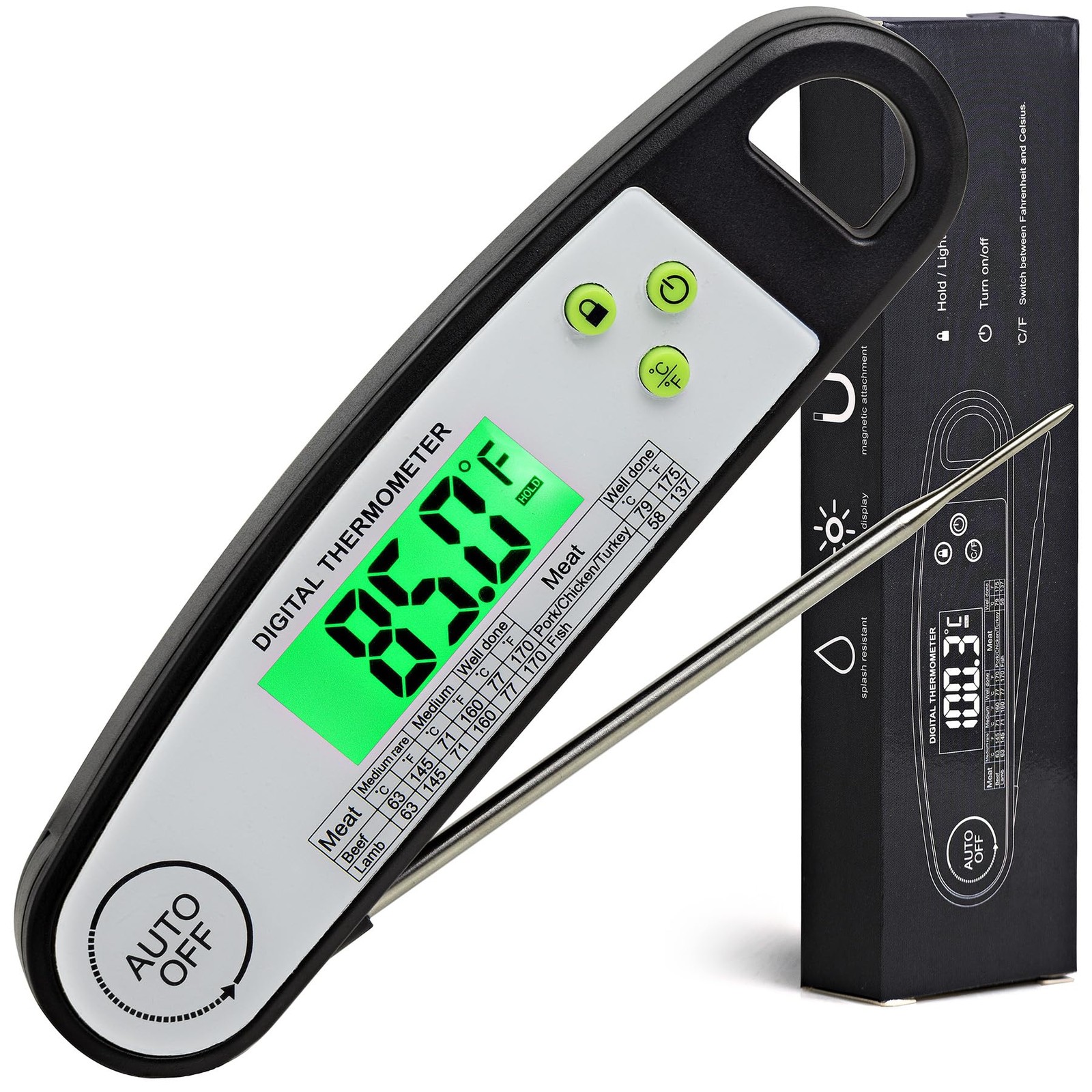 Meat Thermometer Digital, Meat Thermometers for Grilling, Food Thermometer wi...
